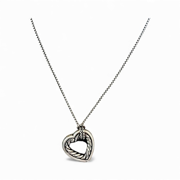 David Yurman Jewelry - Authentic David Yurman Chain Cable Heart Pendant 925 Sterling Pre-owed Necklace